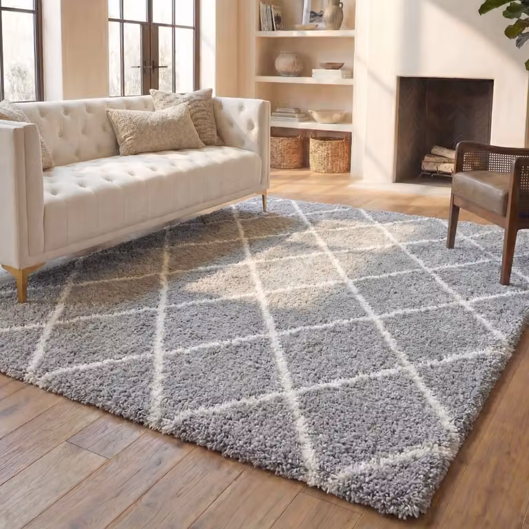 Alfombra Safavieh de estilo marroquí y diseño moderno en polipropileno, color gris y beige, An/P: 122 x 183 cm