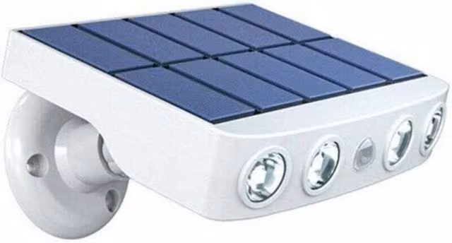 Foco Solar ODIPIE con Detector de Movimiento y 4 LED COB, 500 Lúmenes, Blanco Frío, Resistente al Agua IP65 para Jardín