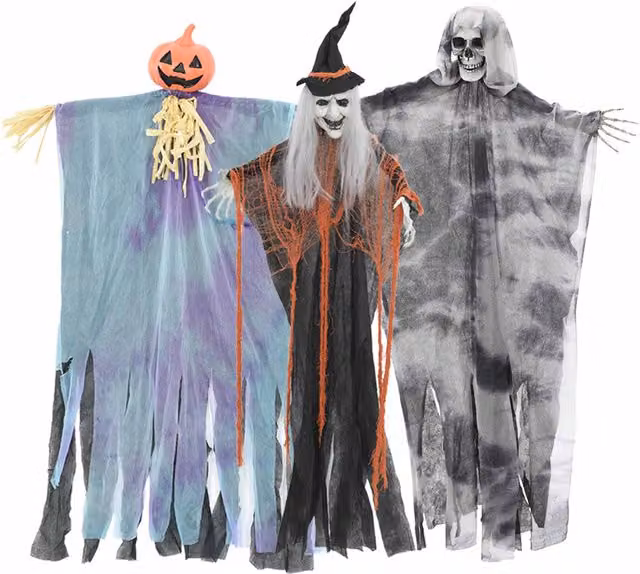 Pack de 3 fantasmas colgantes de Halloween multicolor vidaXL