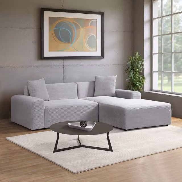 Sofá rinconera AMELIO Home Deluxe en color gris con orientación derecha de 240 x 178 cm
