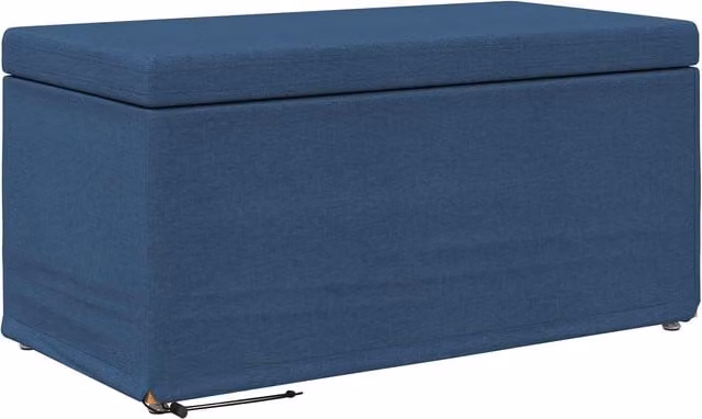 Taburete moderno SYFAX en color azul con acabado de tela y madera para cocina o comedor, An/P/Al: 41 x 40 x 81 cm