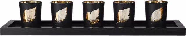 Juego de 4 soportes decorativos para lámpara de mesa LED ajustable con Bluetooth Infinite en cristal, multicolor y negro para tealight