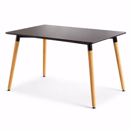 Mesa de estilo escandinavo Kosmi con tapa negra y patas de madera An/P/Al: 80 x 80 x 75 cm