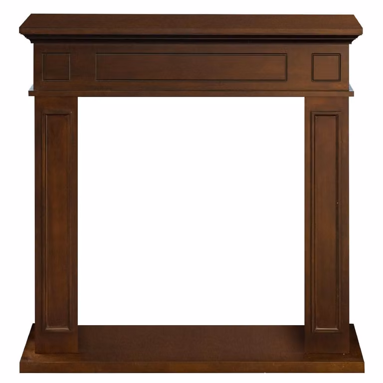 Marco para chimenea Divina Fire de madera de nogal color marrón, An/P/Al: 89,5 x 90,5 x 28 cm