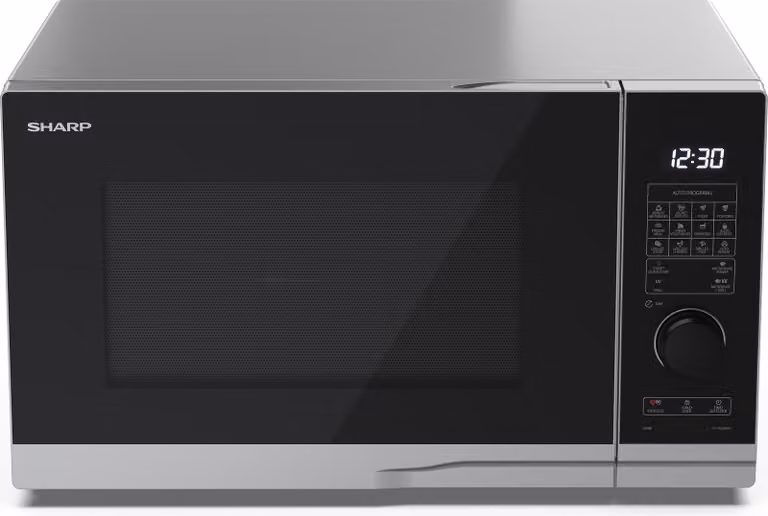 Microondas con función de grill Sharp PG284AES en color plateado con 900W de potencia de microondas y 1000W de potencia de grill