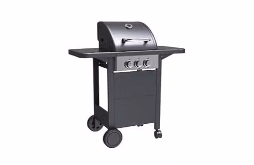 Barbacoa de gas de sobremesa Ironside Garden con 2 quemadores y 1 parrilla en acero inoxidable color negro