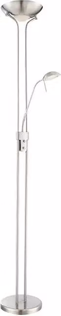 Lámpara de pie LED Globo Lighting en color plata y blanco con diseño moderno de esfera en metal y cristal, regulable, Altura: 180 cm