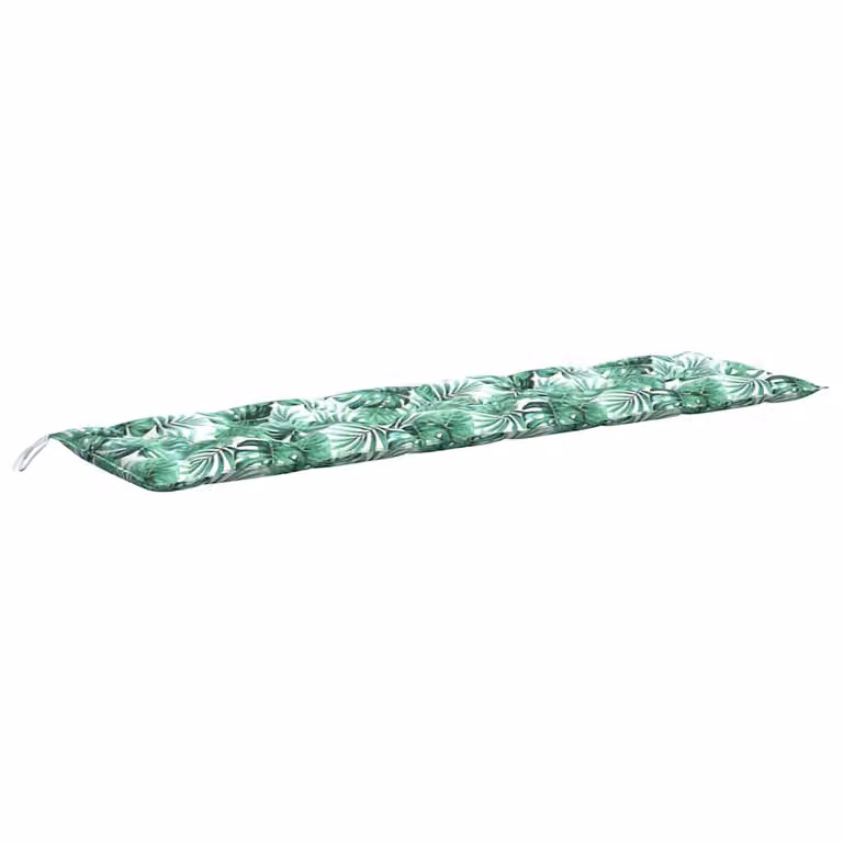 Cojín para banco de jardín vidaXL con estampado de hojas, color verde, An/P/Al: 200 x 50 x 7 cm