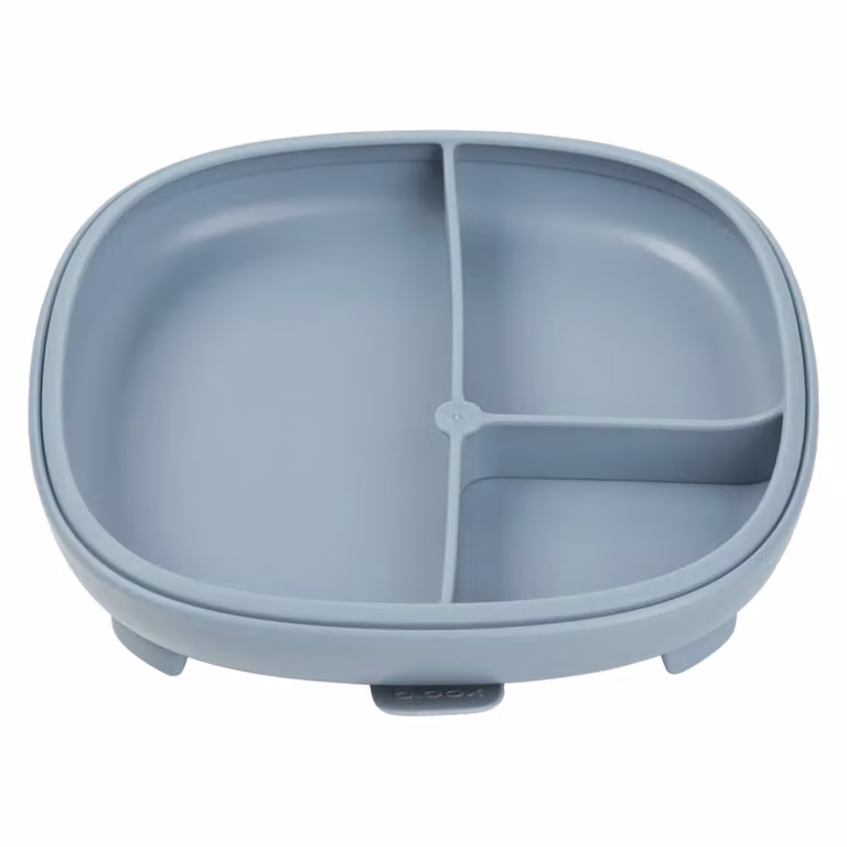Plato con ventosa y compartimentos B.BOX azul para bebé, libre de BPA y apto para microondas y lavavajillas