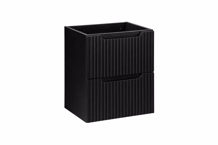 Mueble bajo lavabo con dos cajones AC-Déco modelo NOVA BLACK D2, color negro mate, An/P/Al: 57 x 50 x 39 cm