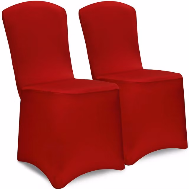 Juego de 2 fundas elásticas para sillas de comedor en color rojo burdeos de poliéster y elastano lavables