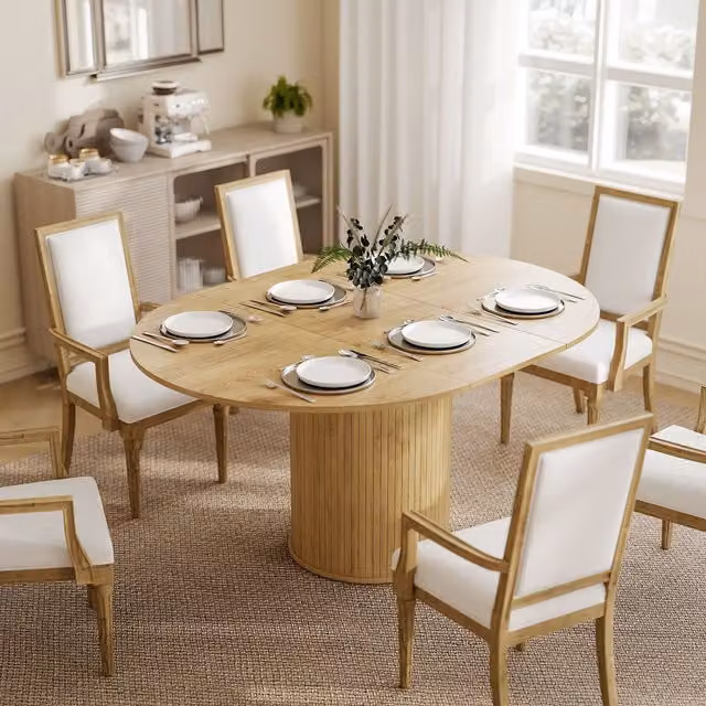 Mesa de comedor extensible Homcom de madera natural y acero, color marrón, An/P/Al: 150 x 110 x 75 cm