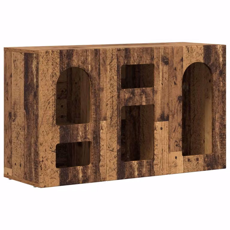 Aparador moderno vidaXL ELST de madera vieja en color marrón, An: 100 cm, P: 35 cm, Al: 59 cm