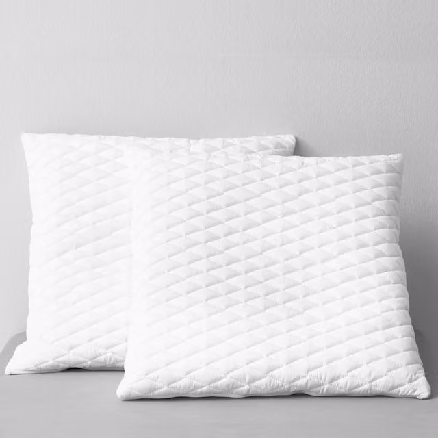 Set de 2 almohadas de espuma viscoelástica transpirable Vidaxl en color blanco, An/An/Al: 80 x 80 x 14 cm