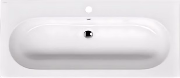 Lavabo de encastre ovalado de cerámica OTITEC en blanco, An: 100 cm, P: 46 cm, Al: 17 cm
