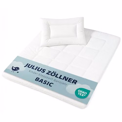 Juego de edredón y almohada infantil Julius Zöllner en color blanco, transpirable y regulador del clima, An/P/Al: 135 x 100 cm y 60 x 40 cm