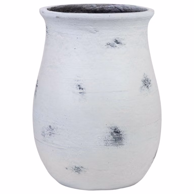 Macetero redondo Wanderlust deco de estilo escandinavo en color blanco y gris, An/P/Al: 40 x 40 x 51,5 cm