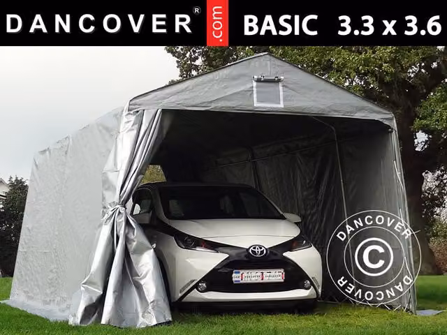 Carpa Garaje Carport Dancover Gris de Acero Galvanizado y Poliéster An/P/Al: 330 x 360 x 240 cm