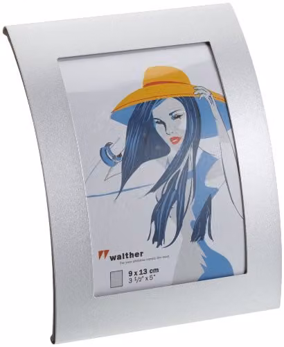 Marco de fotos Walther Design Basixx plata de 9 x 13 cm para mesa con acabado metálico y cristal