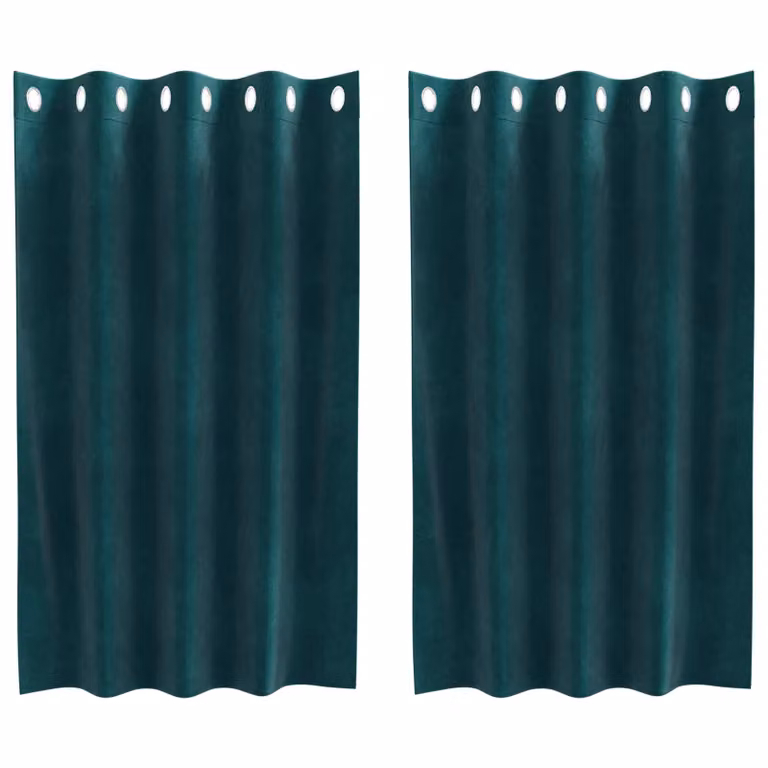 Set de 2 cortinas blackout de terciopelo vidaXL en color verde, An/Al: 140 x 140 cm