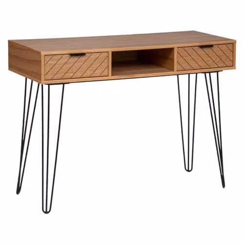 Consola Naomi de Atmosphera con 2 cajones en color beige y marrón, fabricada en madera y metal, An/P/Al: 80.5 x 40 x 40 cm