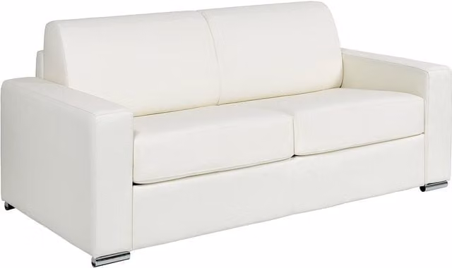 Sofá cama de 3 plazas Vente-Unique en piel blanca con función de cama y fundas extraíbles An/P/Al: 194 x 223 x 94 cm