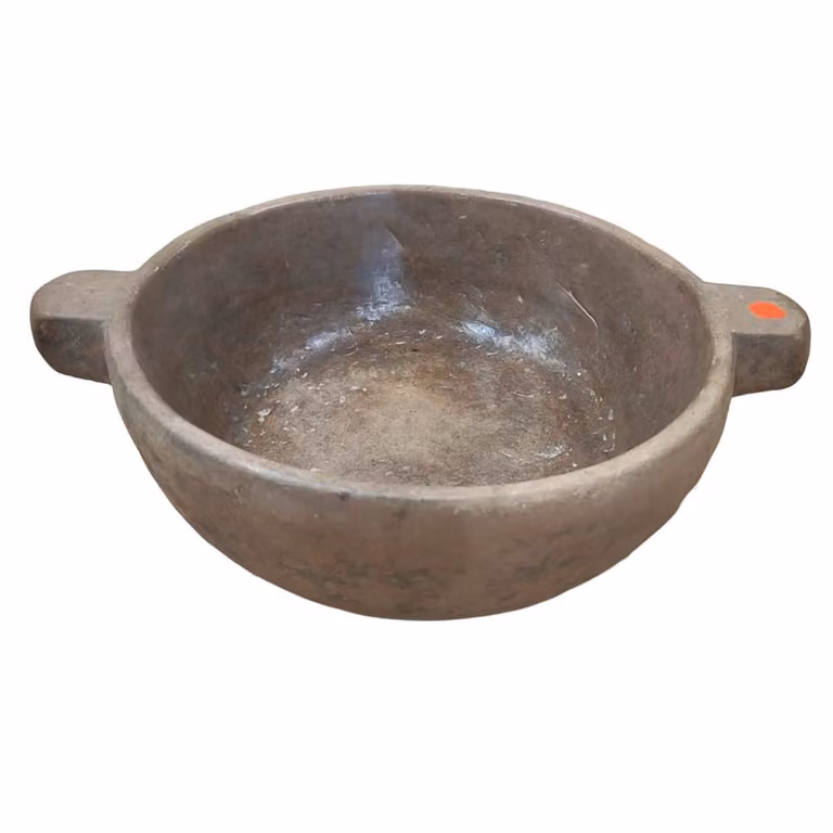 Bowl decorativo Wanderlust deco de estilo rústico en cerámica y piedra, color marrón y gris, redondo. An/P/Al: 36 x 36 x 43 cm