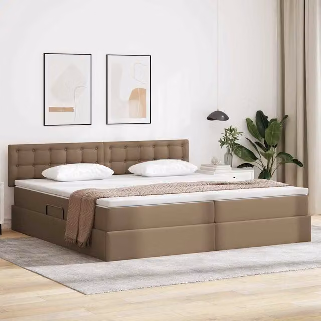 Cama con almacenamiento y luz LED Maison Exclusive en gris claro, An/P/Al: 200 x 200 x 204 cm