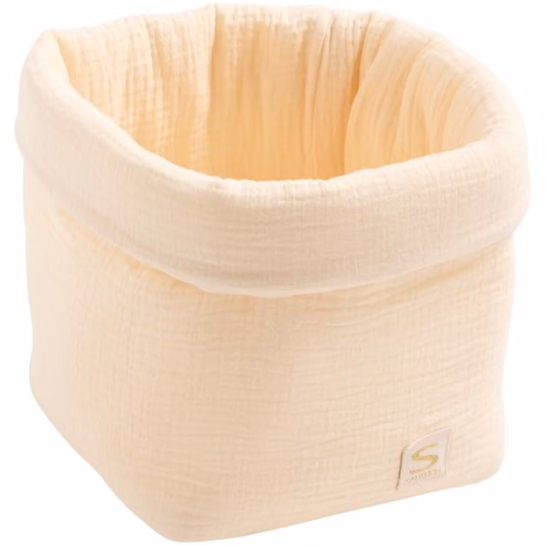 Cesta doble de almacenamiento de gasa de algodón Sauthon en color beige para habitación infantil