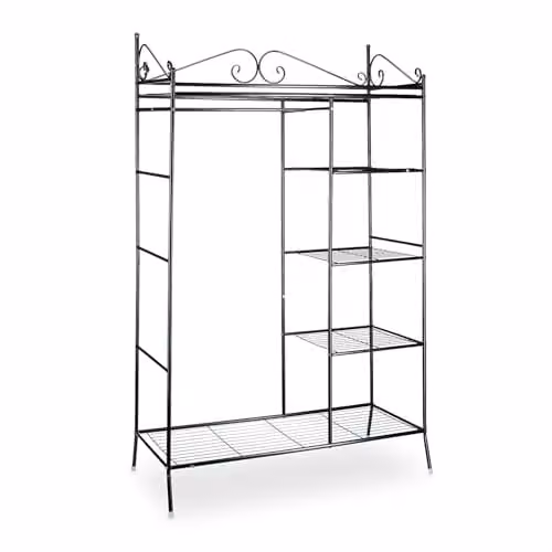 Perchero de ropa Helloshop26 en metal color negro mate con altura de 172 cm