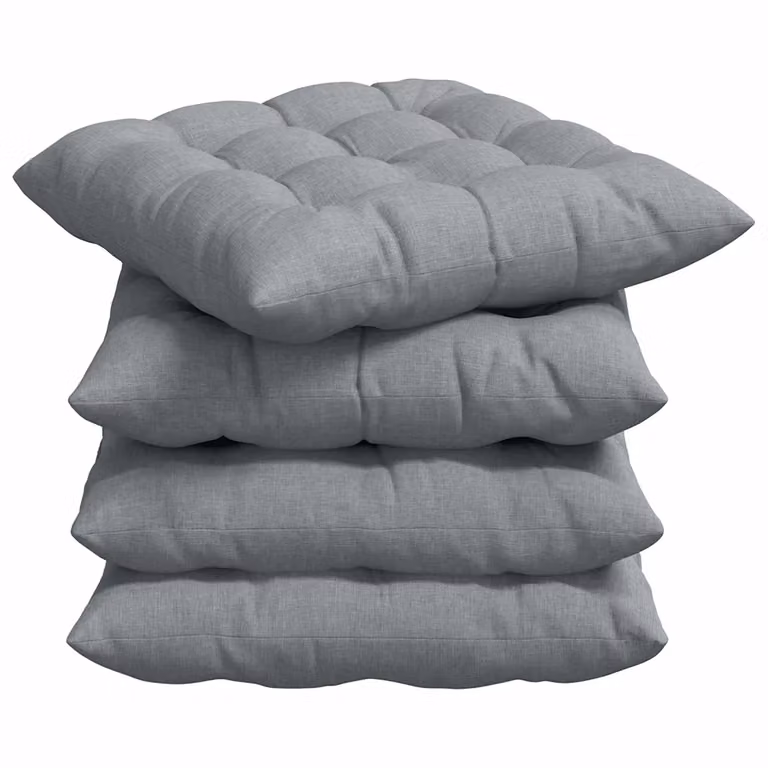 Set de 4 cojines cuadrados para asiento vidaXL en poliéster gris, An/An/Al: 40 x 40 x 6 cm