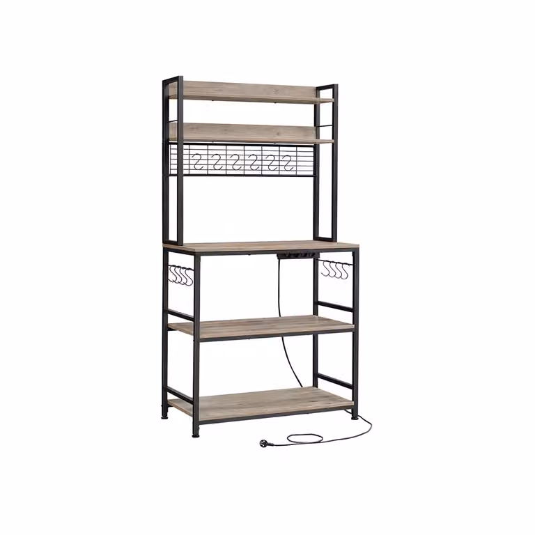 Estantería VASAGLE de estilo industrial para cocina o entrada con estantes ajustables, en color gris y negro, An/P/Al: 80 x 30 x 170 cm