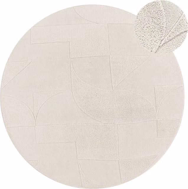 Alfombra moderna Tokko redonda color beige de 120 cm