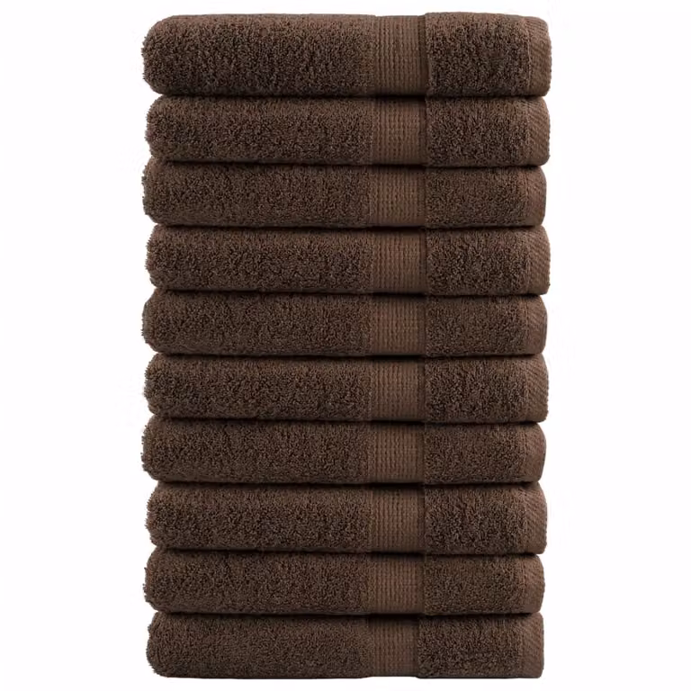 Pack de 10 toallas de sauna SOLUND vidaXL de algodón marrón, 80 x 200 cm, 600 gsm