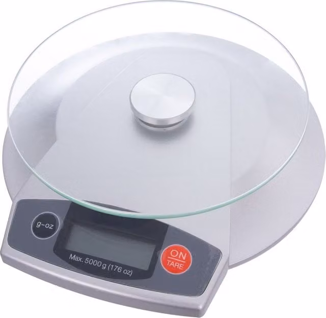 Balanza electrónica de cocina NORTHIX de cristal transparente con capacidad de 5 kg