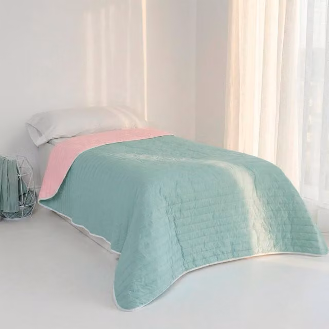 Colcha reversible Dash Basic Kids de algodón para niños en color menta An/P: 200 x 260 cm