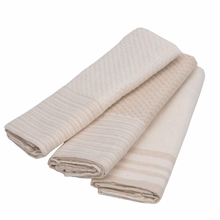 Set de 3 paños de cocina MAHDIA de algodón en color beige y marrón, An/Al: 45 x 70 cm