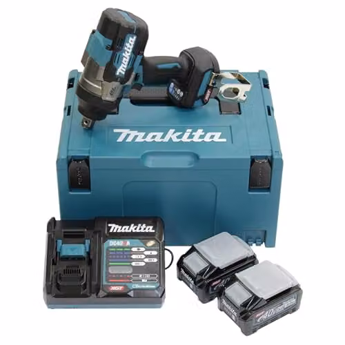 Atornillador de impacto inalámbrico Makita TW001GM201 de 40 V con 2 baterías de 4.0 Ah y maletín Makpac