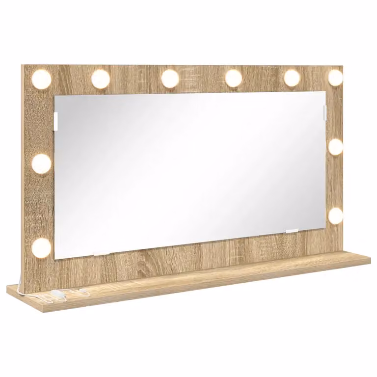 Espejo de tocador moderno vidaXL con luz LED en color marrón, diseño rectangular, An/P/Al: 80 x 45 x 18 cm