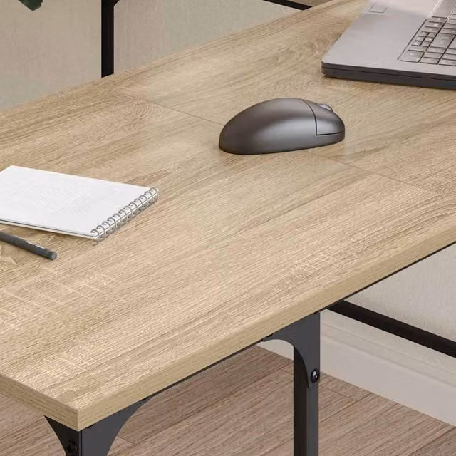 Escritorio de esquina SYFAX en madera de ingeniería color roble sonoma y beige, An/P/Al: 139 x 139 x 75 cm