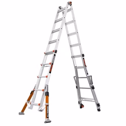 Escalera multipropósito Little Giant Conquest Pro con ruedas All-Terrain de 5 peldaños en color plata y negro