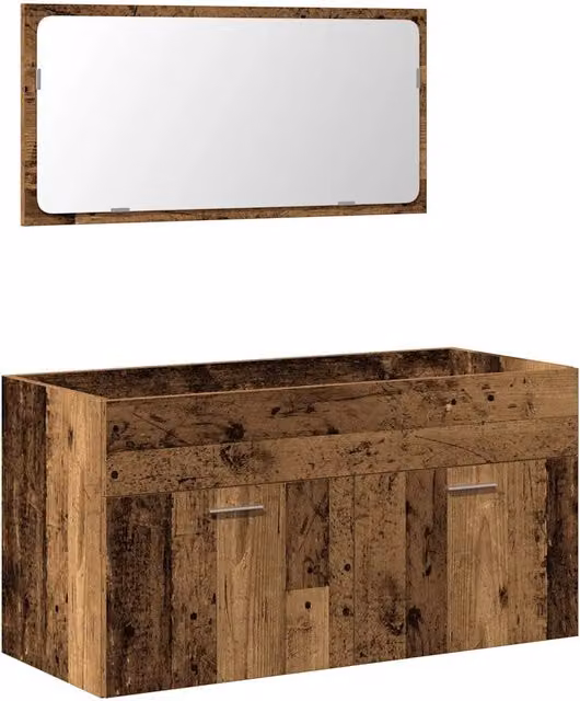Armario de baño con espejo Helloshop26 estilo vintage en madera color marrón An/P/Al: 90 x 38,5 x 46 cm