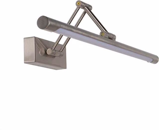 Aplique LED para cuadros ALPINALUZ de 12W en aluminio color plata, luz blanca cálida 2800K y diseño ajustable y moderno