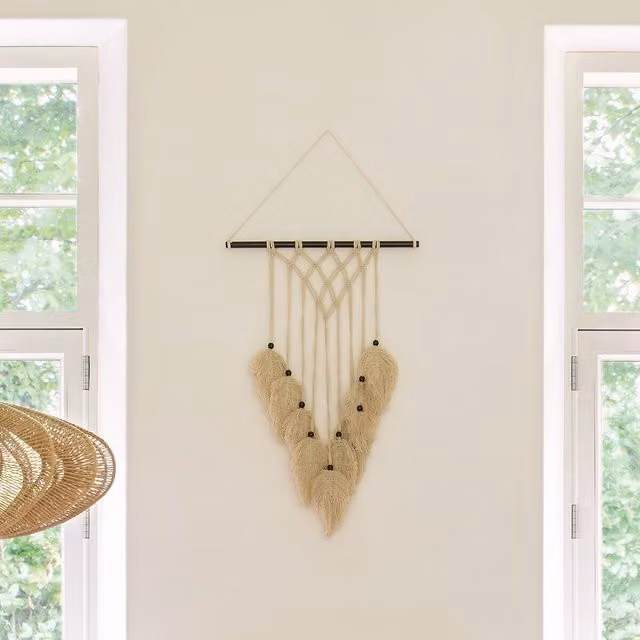 Decoración de pared de macramé safari Atmosphera en color beige, An/Al: 45 x 69 cm