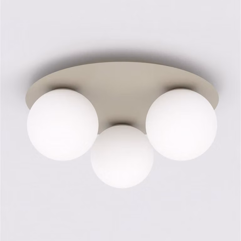 Lámpara de techo moderna Kendra Home en metal marrón y vidrio blanco con iluminación omnidireccional y montaje en techo