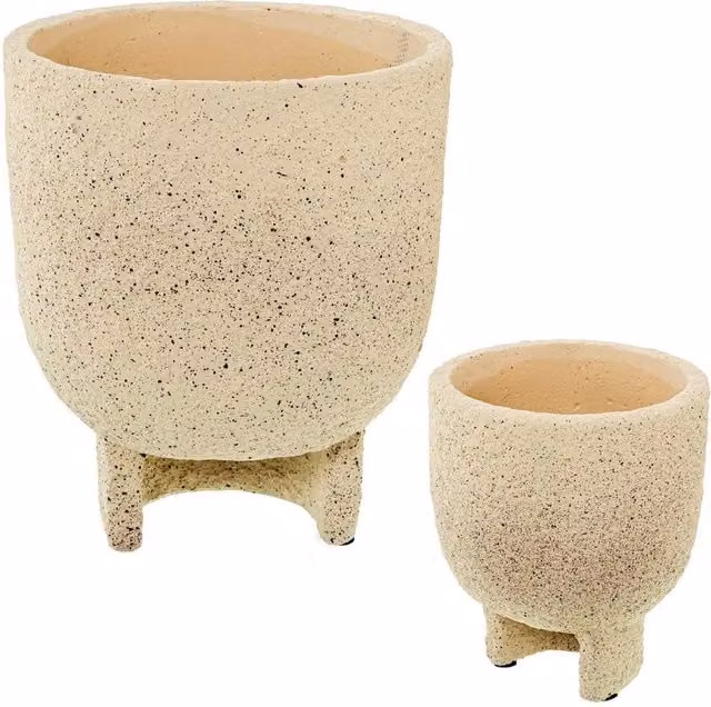 Set de 2 maceteros de cerámica beige estilo boho de la marca La Loja de Ana