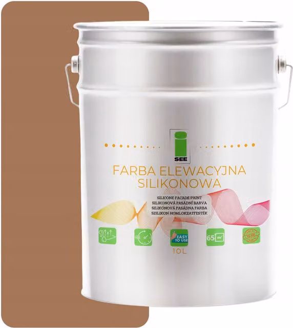 Pintura de silicona I SEE para fachadas de hormigón, acabado mate, color marrón, 10 l
