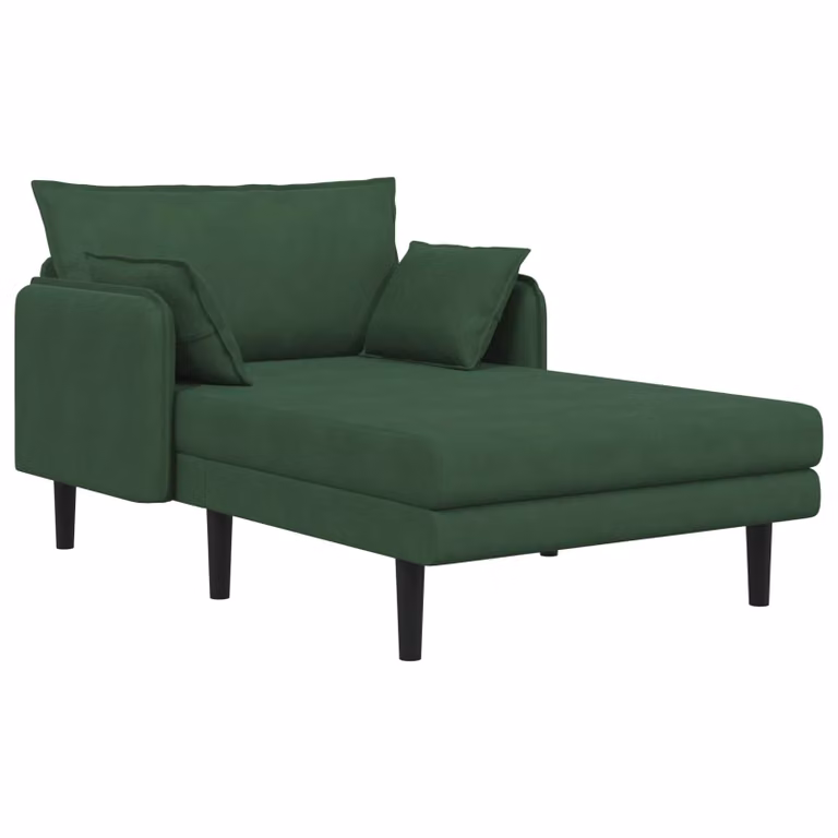 Chaise longue moderna vidaXL en tela de pana verde oscuro con forma en L y cojines incluidos