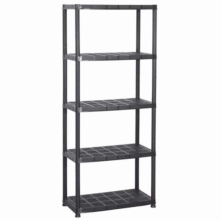 Estante de almacenaje de 5 niveles vidaXL en plástico negro, An/P/Al: 71 x 38 x 170 cm