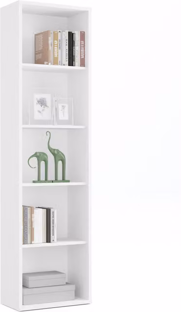 Estantería Pitarch moderna en blanco y marrón con estantes ajustables, An/P/Al: 196.5 x 51.3 x 33 cm